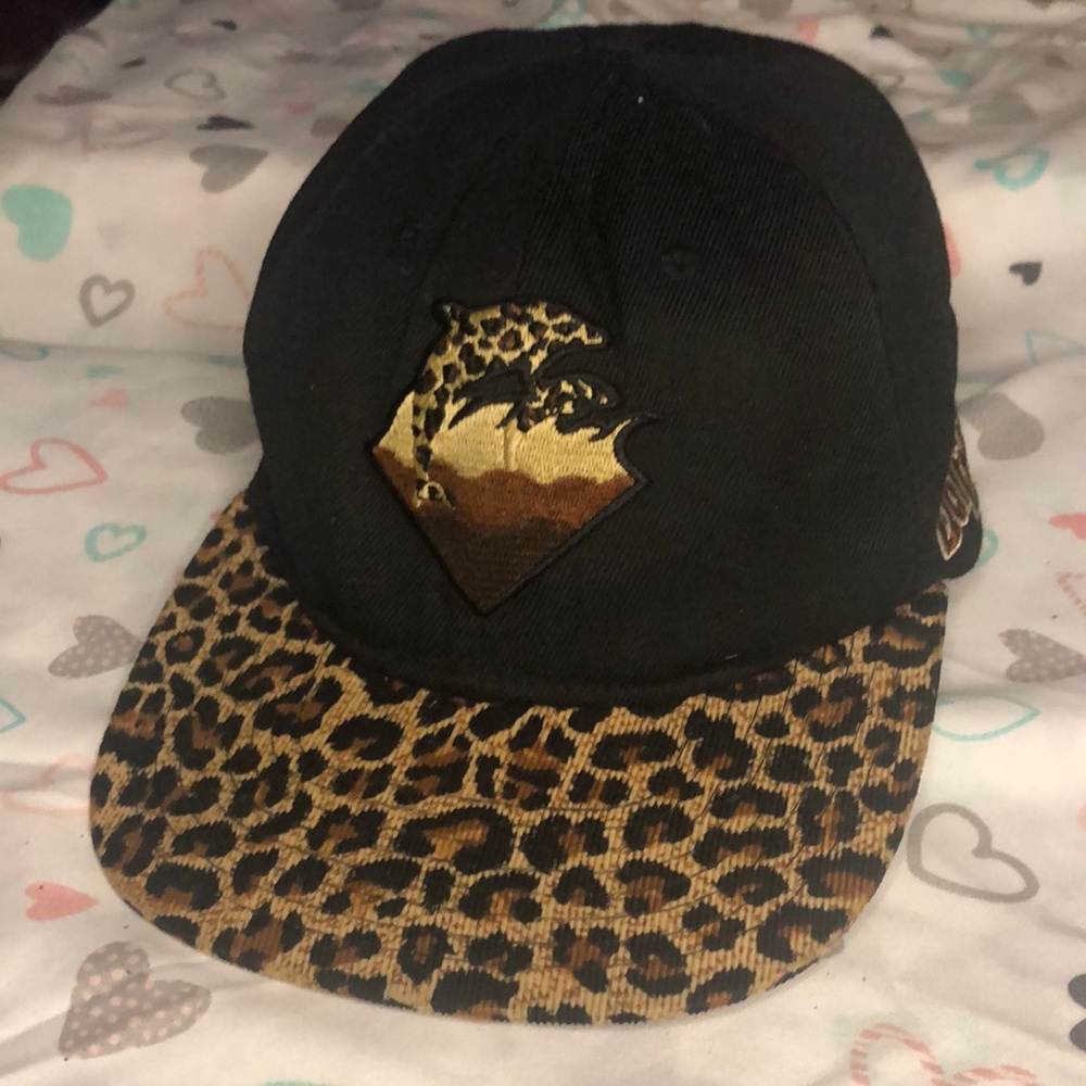 PINK DOLPHIN black and brown cheetah print ball cap hat.